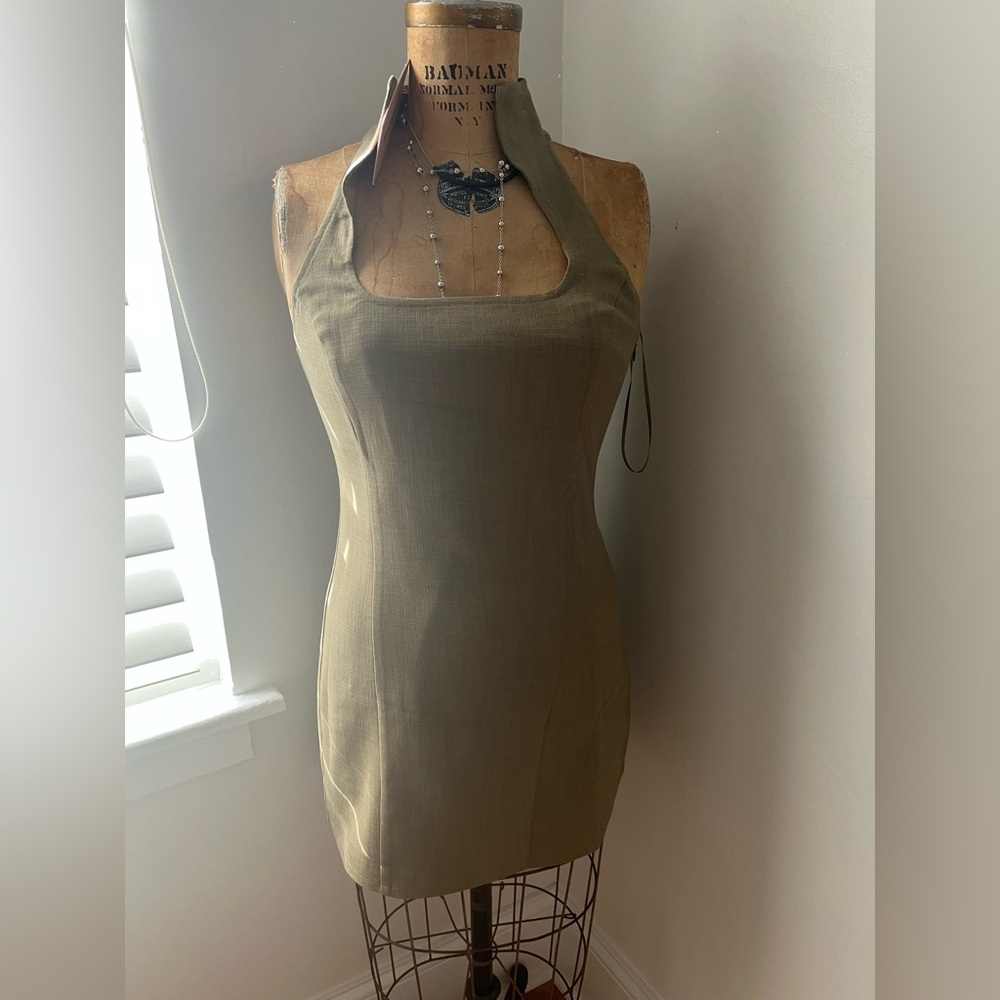 cult gaia olive-green strapless halter mini dress - Picture 5 of 7